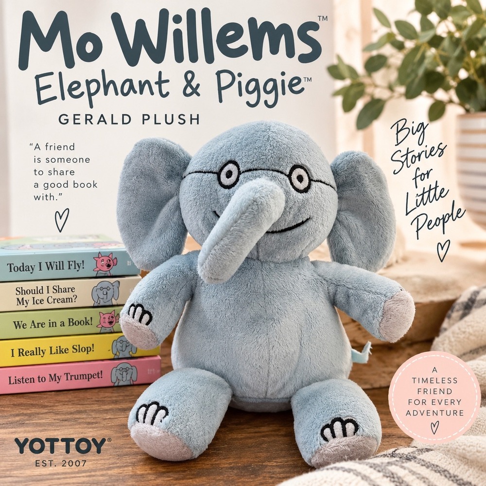 YOTTOY Mo Willems Elephant & Piggie Gerald Plush Toy 2007 Blue Stuffed Animal